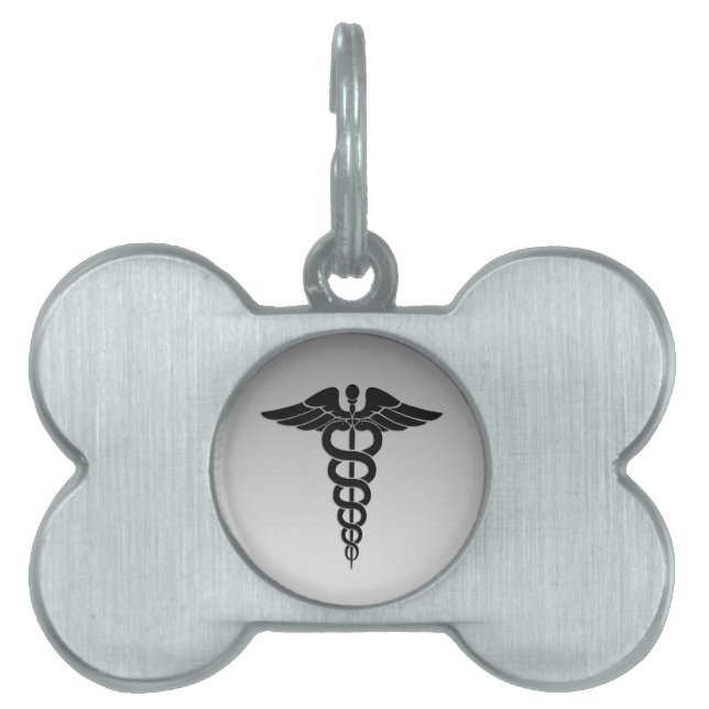 Placa Para Mascotas Caduceus de Silver Medical (Frente)