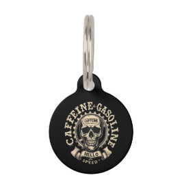 Placa Para Mascotas Caffeine y Gasolina saludan a la velocidad
