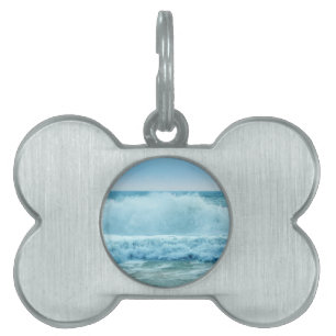 Placa Para Mascotas Caída de la ola oceánica