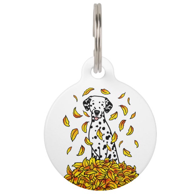 Placa Para Mascotas Caídas Sale de Dalmatian (negro 1) Perro Jugando C (Anverso)