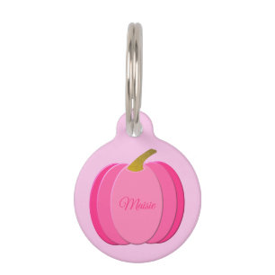 Placa Para Mascotas Calabaza bebé niña rosa bonita personalizada