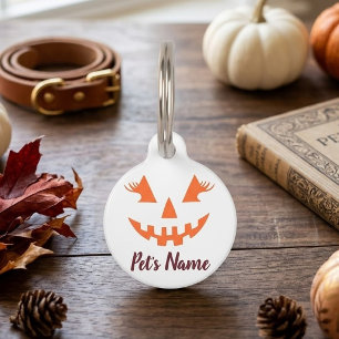 Placa Para Mascotas Calabaza de Halloween personalizada femenina Jack