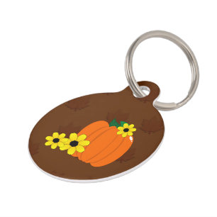 Placa Para Mascotas Calabaza y Susans de ojos negros
