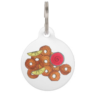 Placa Para Mascotas Calamari frito canta comida italiana apetitoso