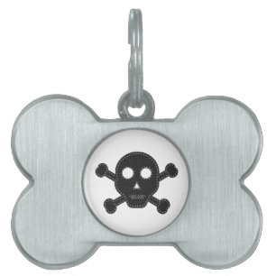 Placa Para Mascotas Calavera de fieltro negro