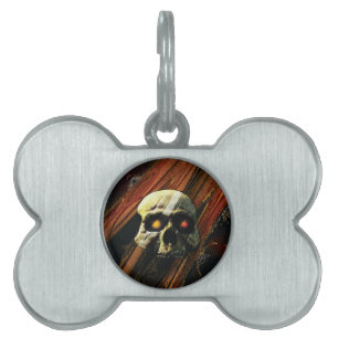 Placa Para Mascotas Calavera oscura
