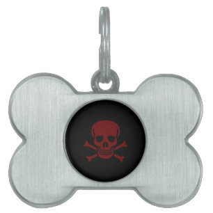 Placa Para Mascotas Calavera y huesos
