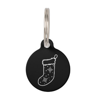 Placa Para Mascotas Calcetín de Navidad Minimalista en Blanco Arte de 