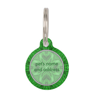 Placa Para Mascotas Caleidoscopio céltico del fractal del verde del