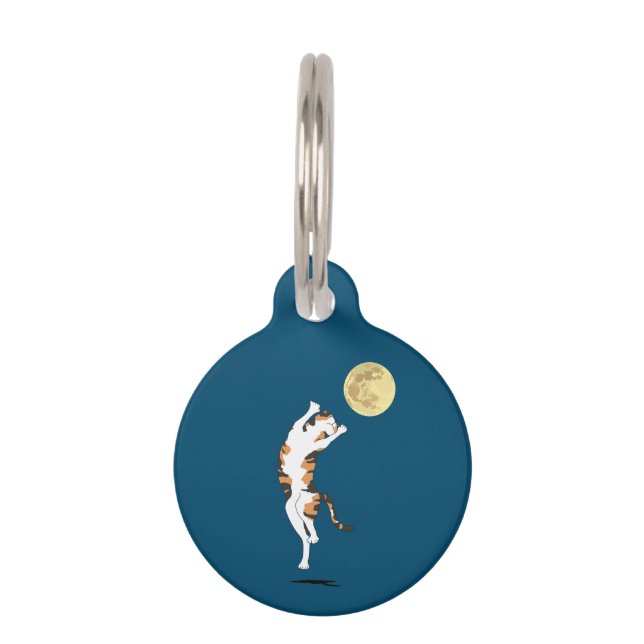 Placa Para Mascotas Calico Cat Moon Dancing (Anverso)