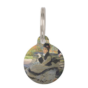 Placa Para Mascotas Camille Monet en un banco Claude Monet