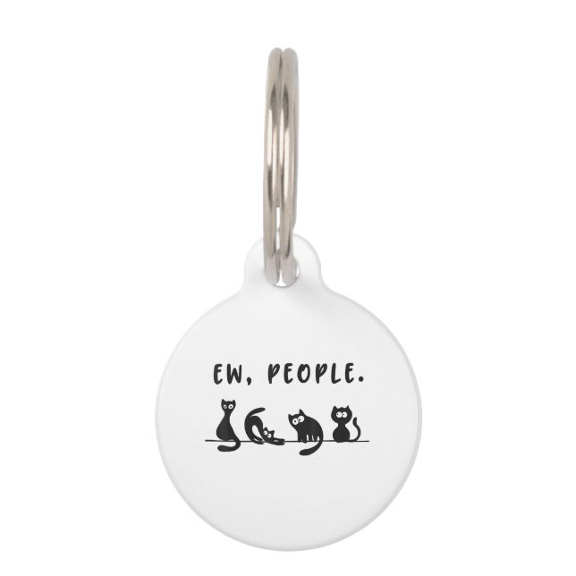 Placa Para Mascotas Camiseta de gato negro divertida para mujeres que  (Anverso)