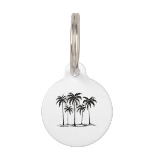 Placa Para Mascotas Camiseta gráfica de palmeras blancas y negras para