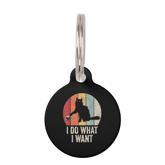 Placa Para Mascotas Camiseta Retro de gato hago lo que quiero regalo p (Anverso)