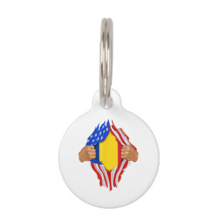 Placa Para Mascotas Camiseta Sangre Rumana Dentro de Mí Bandera de Rum