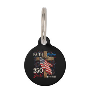 Placa Para Mascotas Camisetas del 4 de Julio 250 Años Fe y Libertad Ch