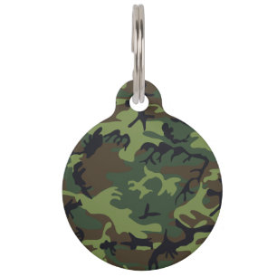 Placa Para Mascotas Camo militar de la Selva Verde