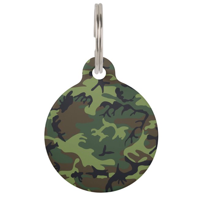 Placa Para Mascotas Camo militar de la Selva Verde (Reverso)