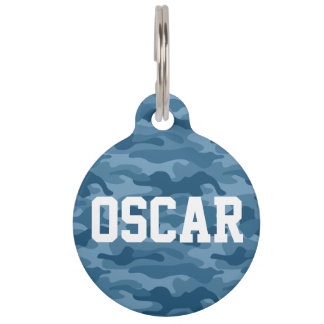 Placa Para Mascotas Camo monocolor azul acero