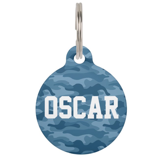 Placa Para Mascotas Camo monocolor azul acero (Anverso)