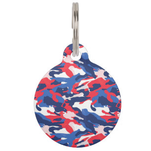 Placa Para Mascotas Camo Patriótico Rojo Azul Blanco EEUU Libertad Ame