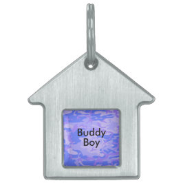 Placa Para Mascotas Camouflage Pastel Blue Abstract House Mascota Nomb