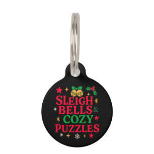 Placa Para Mascotas Campanas de Trineo y Rompecabezas Acogedores Regal