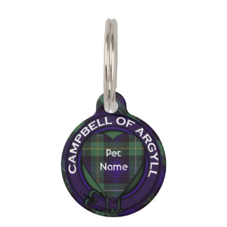 Placa Para Mascotas Campbell del tartán del escocés de la tela