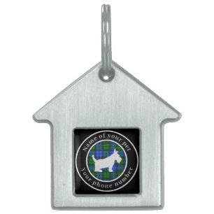 Placa Para Mascotas Campbell Tartan Scottie Dog Personalizado