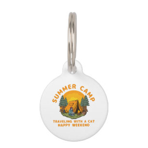 Placa Para Mascotas Campo de verano viajando con un gato