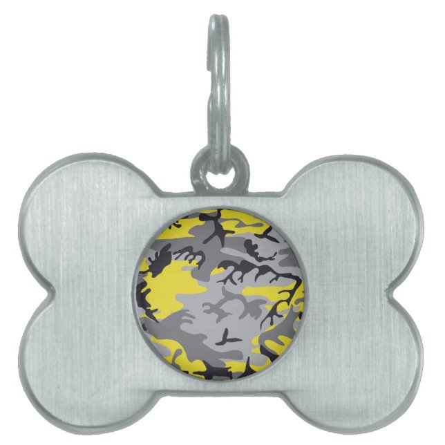 Placa Para Mascotas Camuflaje amarillo y gris, ejército, ejército (Frente)