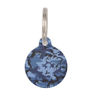 Placa Para Mascotas Camuflaje azul de la marina, ejército, ejército