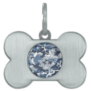 Placa Para Mascotas Camuflaje azul de nieve en invierno, ejército