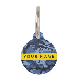 Placa Para Mascotas Camuflaje azul marino Tu nombre Personaliza