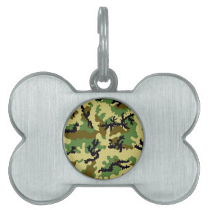 Placa Para Mascotas Camuflaje de Woodland