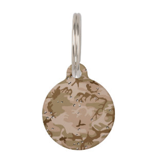 Placa Para Mascotas Camuflaje del desierto con guijarros, militares, e