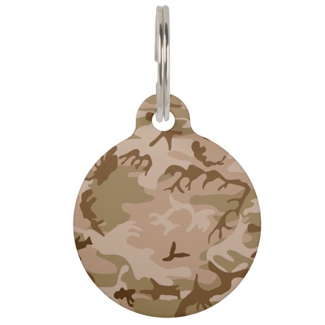 Placa Para Mascotas Camuflaje del desierto - Marrón (Anverso)