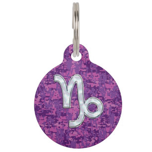 Placa Para Mascotas Camuflaje digital del Rótulo Zodiaco de Capricorni