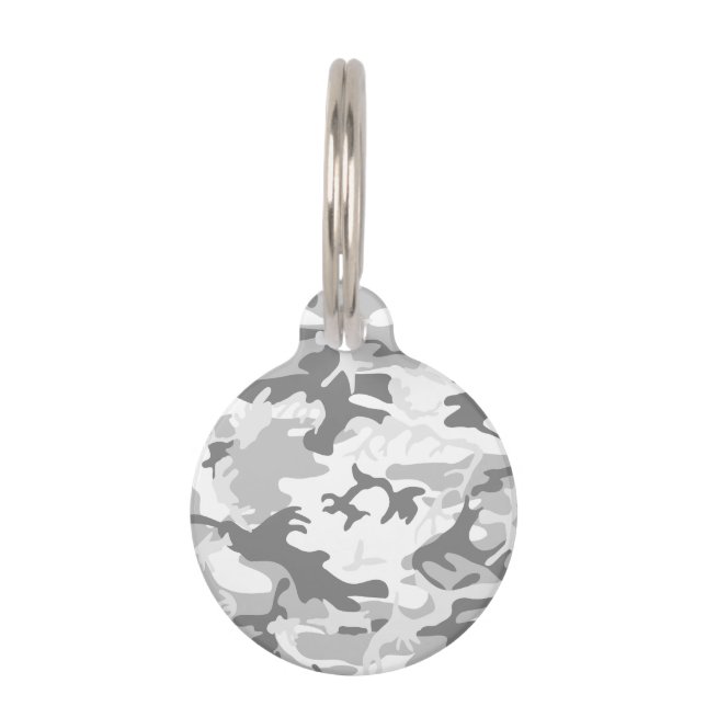 Placa Para Mascotas Camuflaje gris de nieve en invierno, ejército, ejé (Anverso)