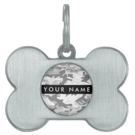 Placa Para Mascotas Camuflaje gris de nieve en invierno Tu nombre pers