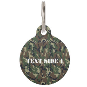 Placa Para Mascotas Camuflaje Militar de Woodland