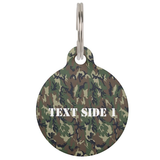 Placa Para Mascotas Camuflaje Militar de Woodland (Reverso)