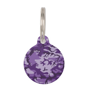 Placa Para Mascotas Camuflaje morado, ejército