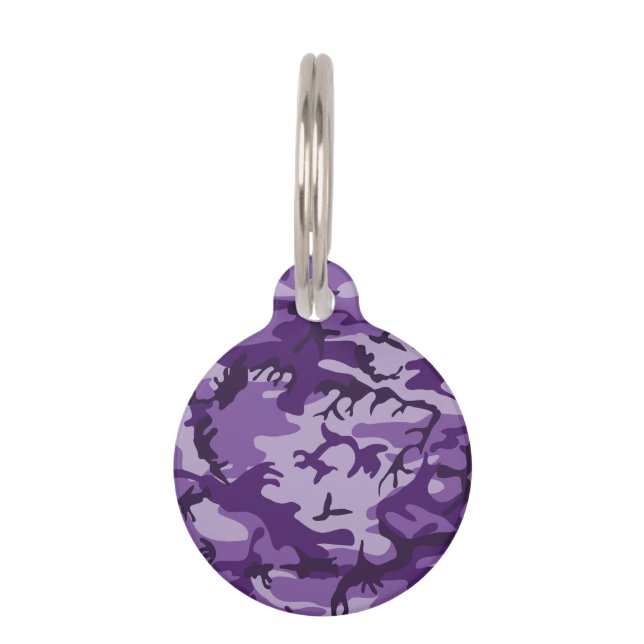 Placa Para Mascotas Camuflaje morado, ejército (Anverso)