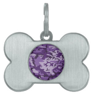 Placa Para Mascotas Camuflaje morado, ejército