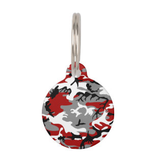 Placa Para Mascotas Camuflaje rojo y gris, ejército