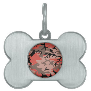 Placa Para Mascotas Camuflaje rojo y marrón, militar, ejército
