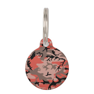 Placa Para Mascotas Camuflaje rojo y marrón, militar, ejército