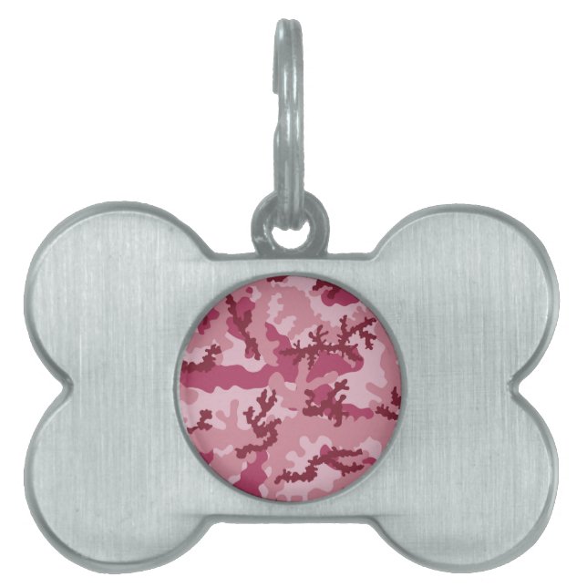 Placa Para Mascotas Camuflaje rosa (Frente)