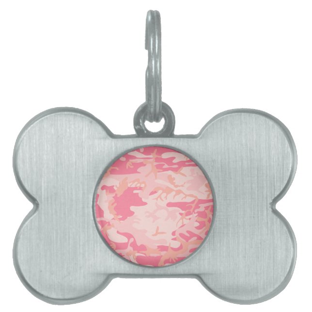 Placa Para Mascotas Camuflaje rosa, ejército, ejército (Frente)